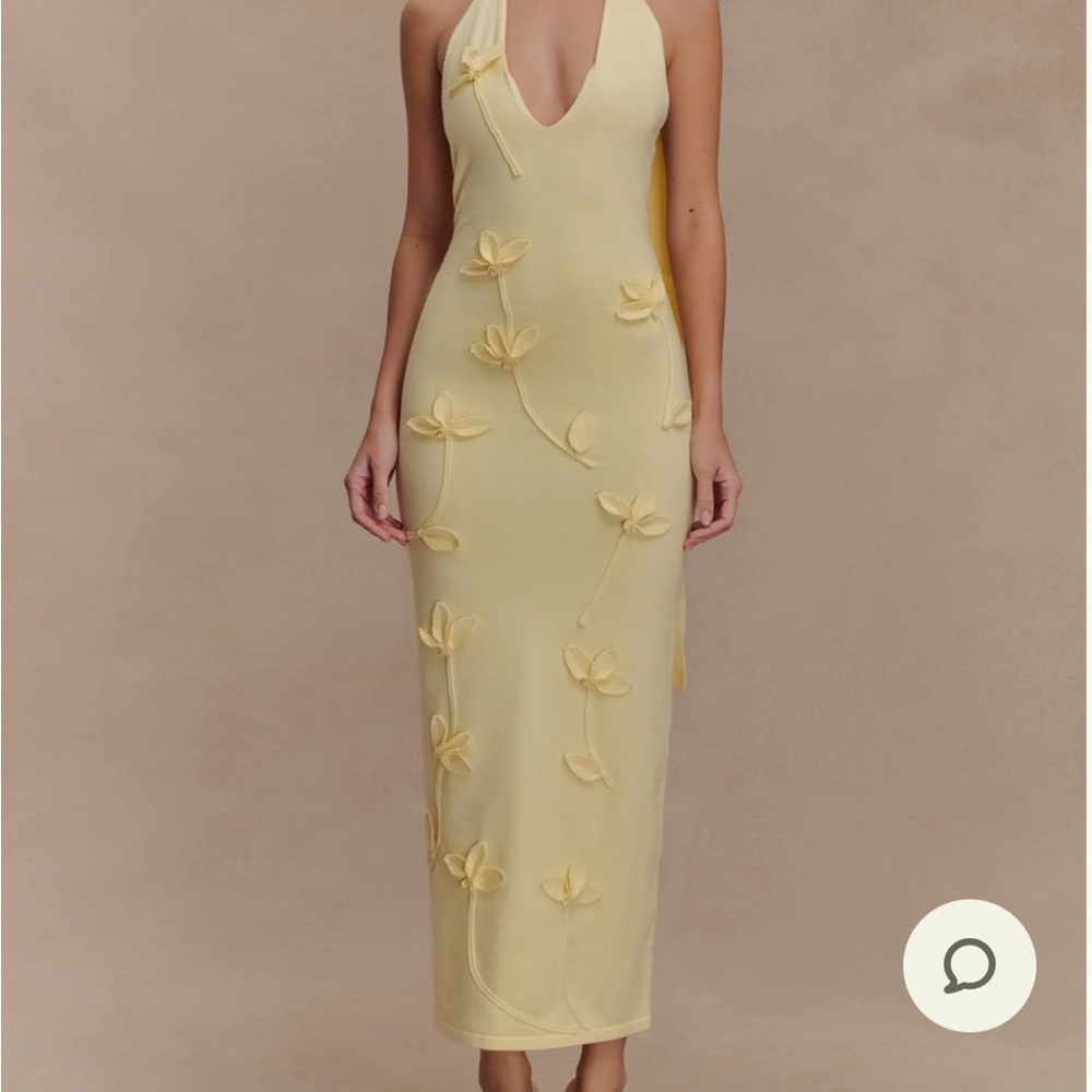 Meshki Yellow Floral Midi Dress